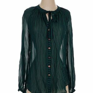 Maeve Elegant Green Sheer Women's Top